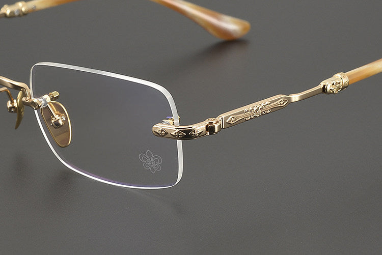 Chrome Hearts Refined Engraved Rimless Eyeglasses