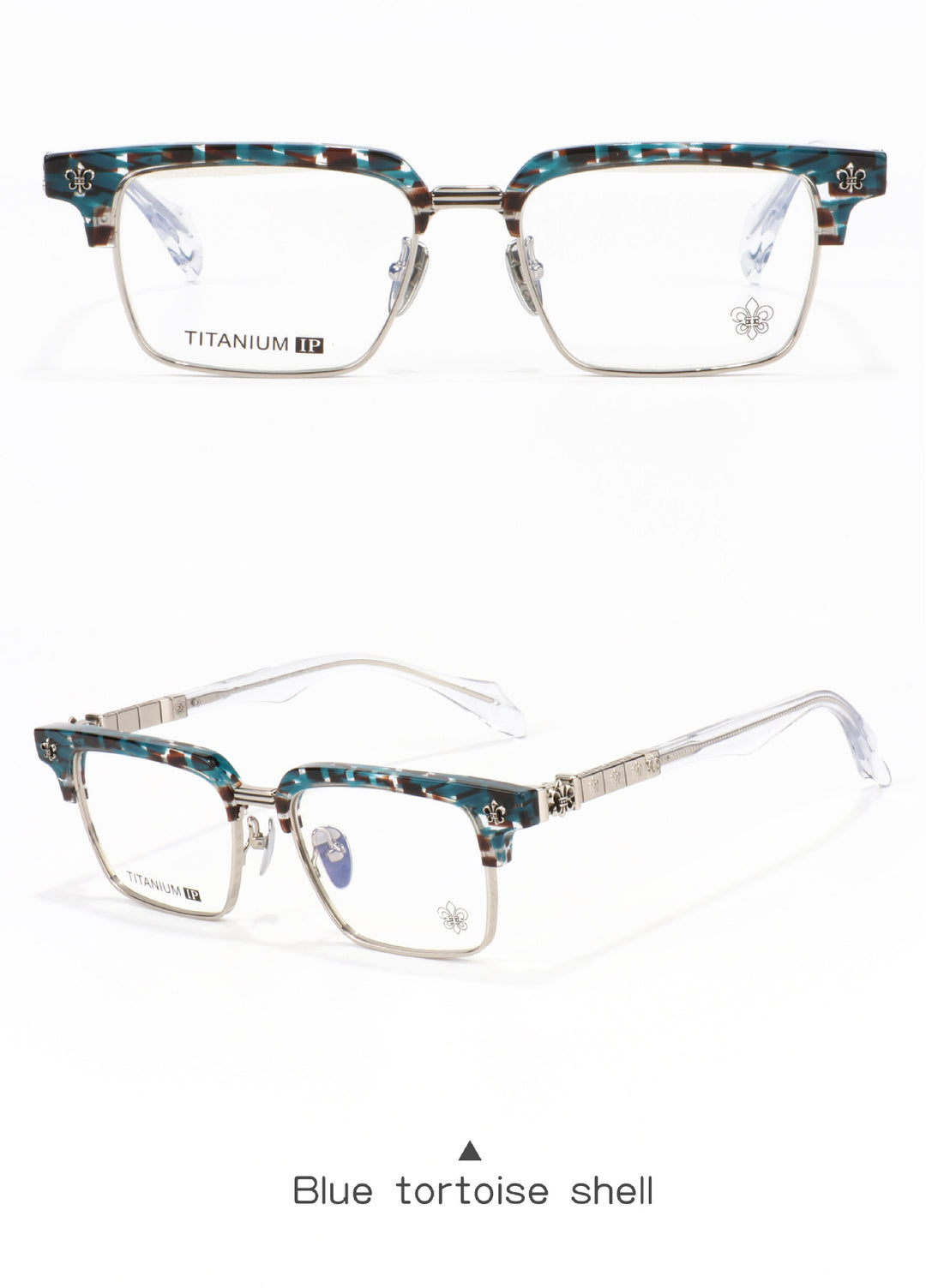 Chrome Hearts half-rimmed accordion temple glasses