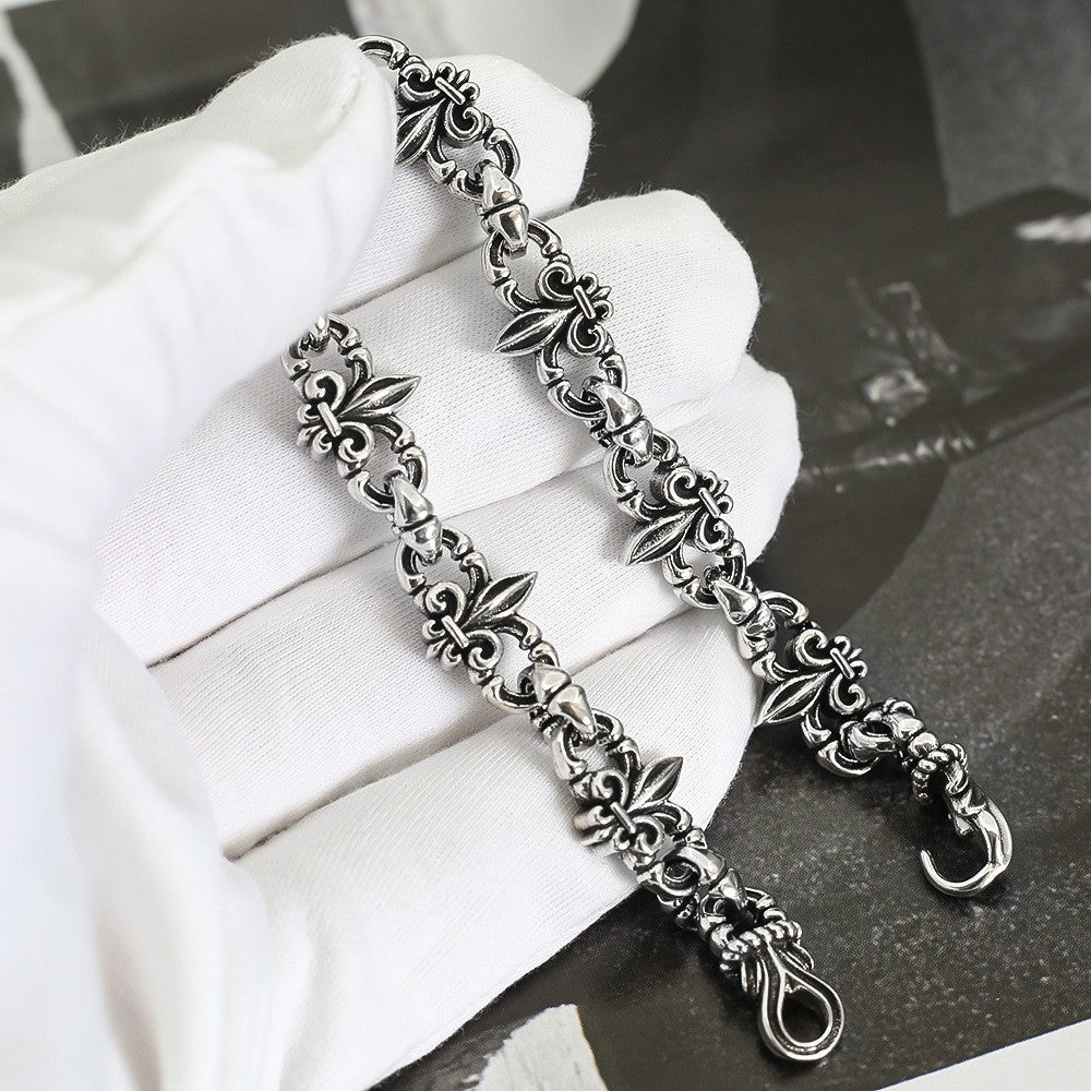 chrome hearts old crusader flower patchwork bracelet