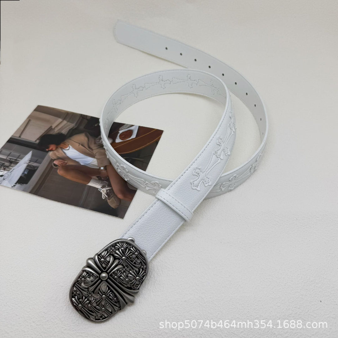 Chrome Hearts Cross-Motif Classic Leather Belt