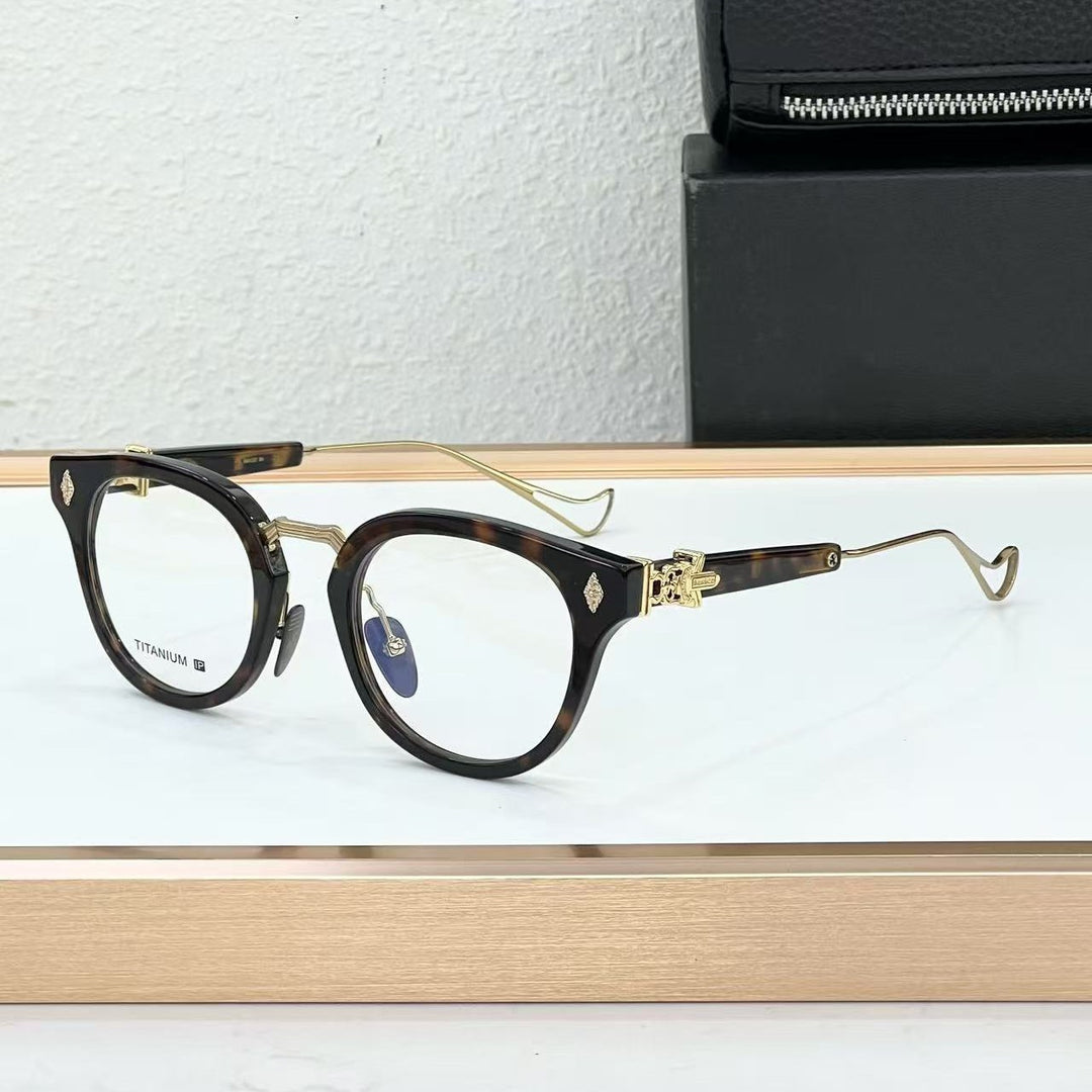 Chrome Hearts Big Sword Light Titanium Metal Oval Glasses