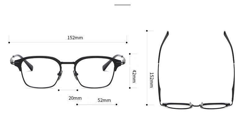 Square-frame business glasses made of pure titanium
