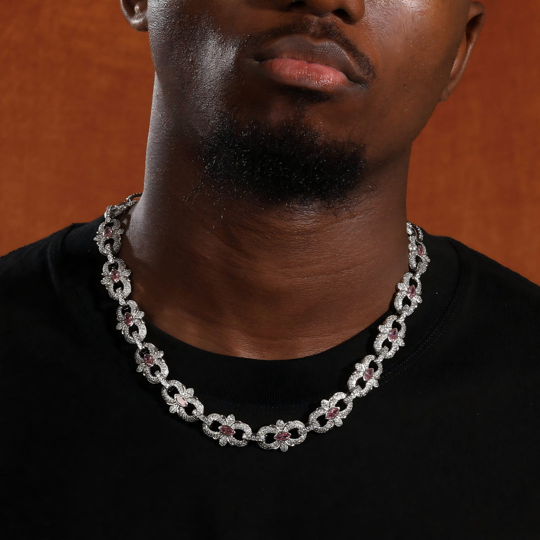 HIPHOP 16mm Horseshoe Flower Necklace with Diamond Accents