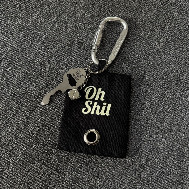 Key Dice Oh Shit Poop Bag Carabiner Keychain