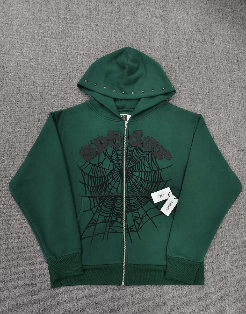 Sp5der fleece-lined zip-up spider web jacket