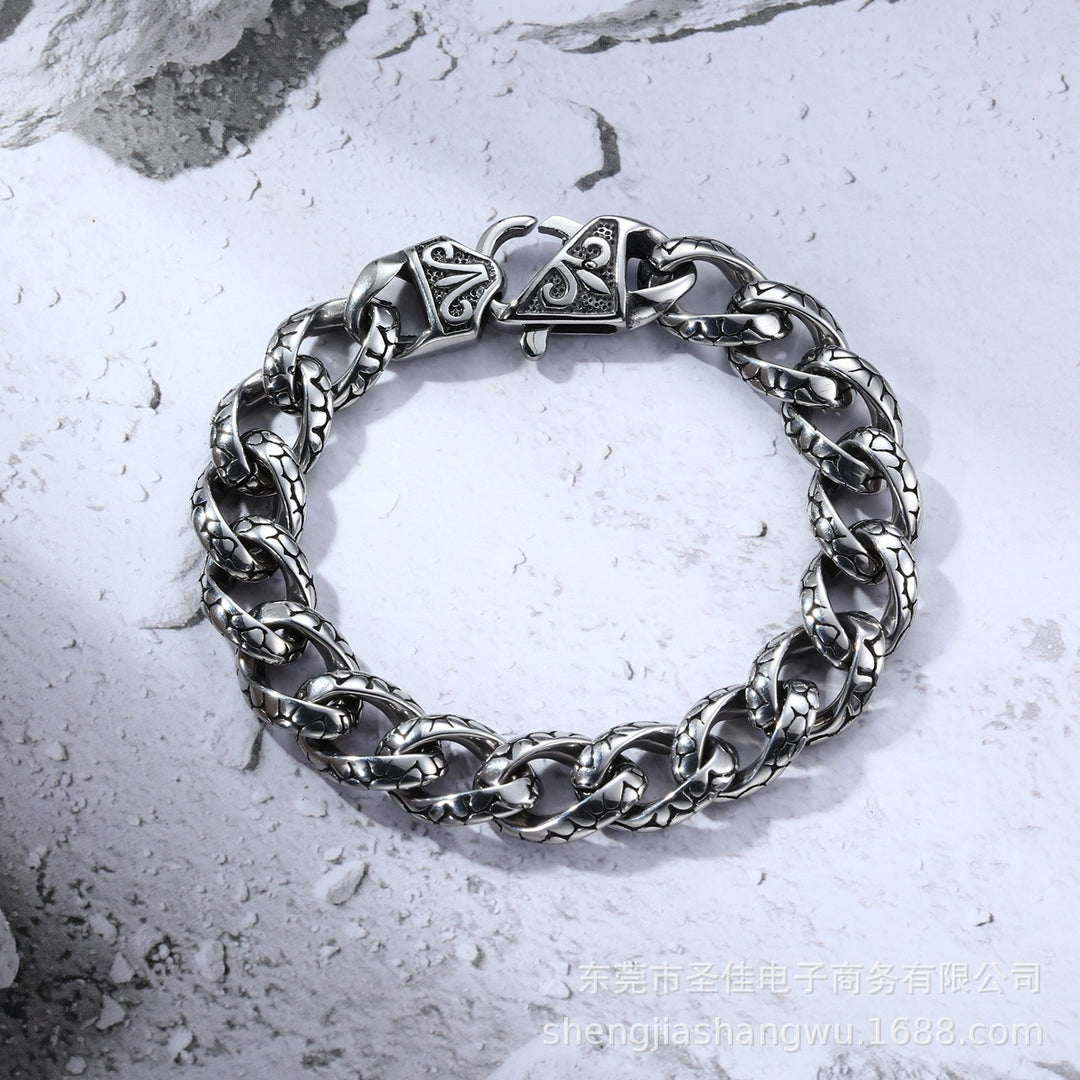 Retro Hip Hop Leopard Print Stainless Steel Bracelet