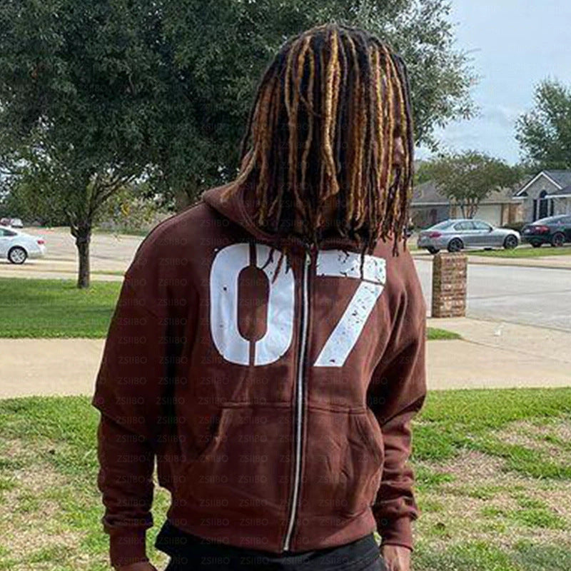 Hip-hop 07 digital sports sweatpants zip-up hoodies