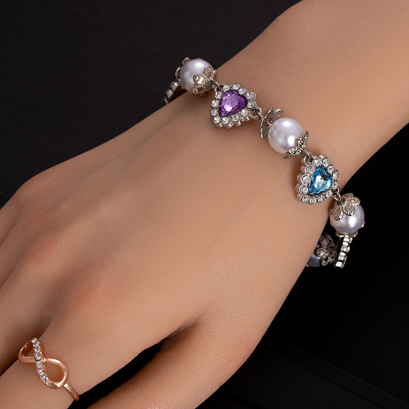 Rhinestone & Pearl Jewelry Set: Bracelet, Necklace, and Waist Chain