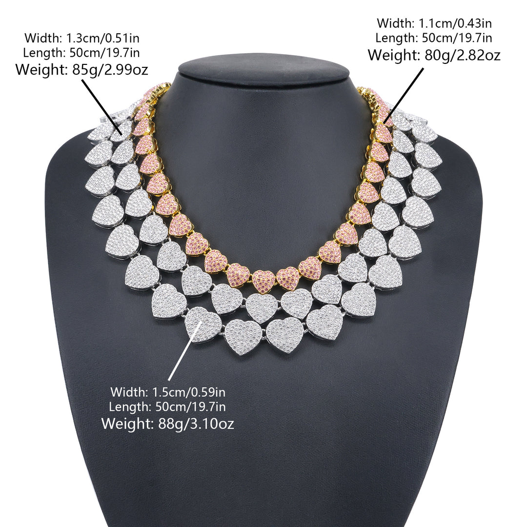 Full-Diamond Heart Alloy Necklace