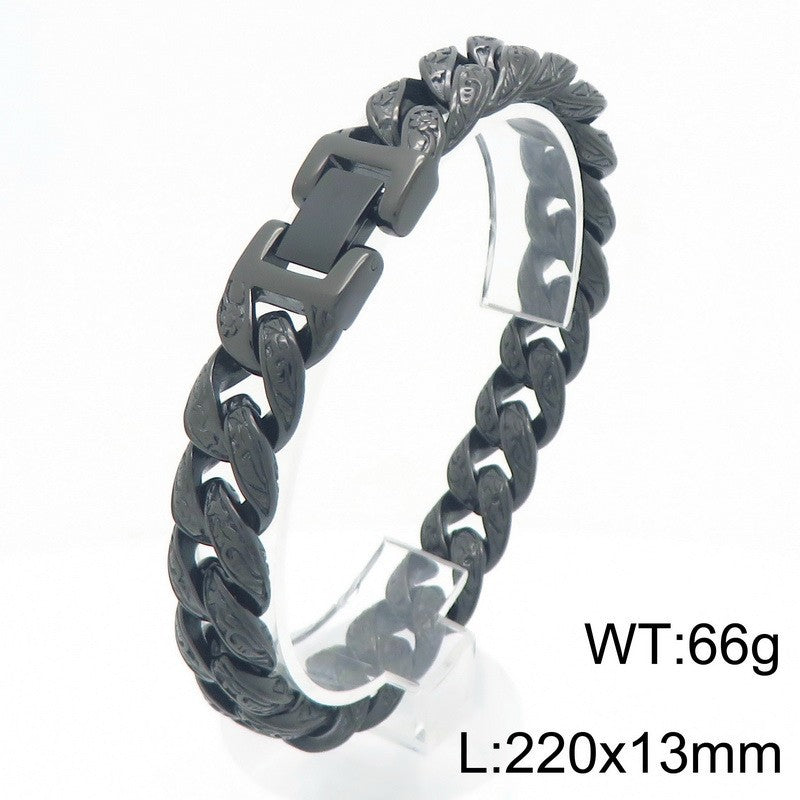 Patterned multi-link interlocking titanium steel bracelet