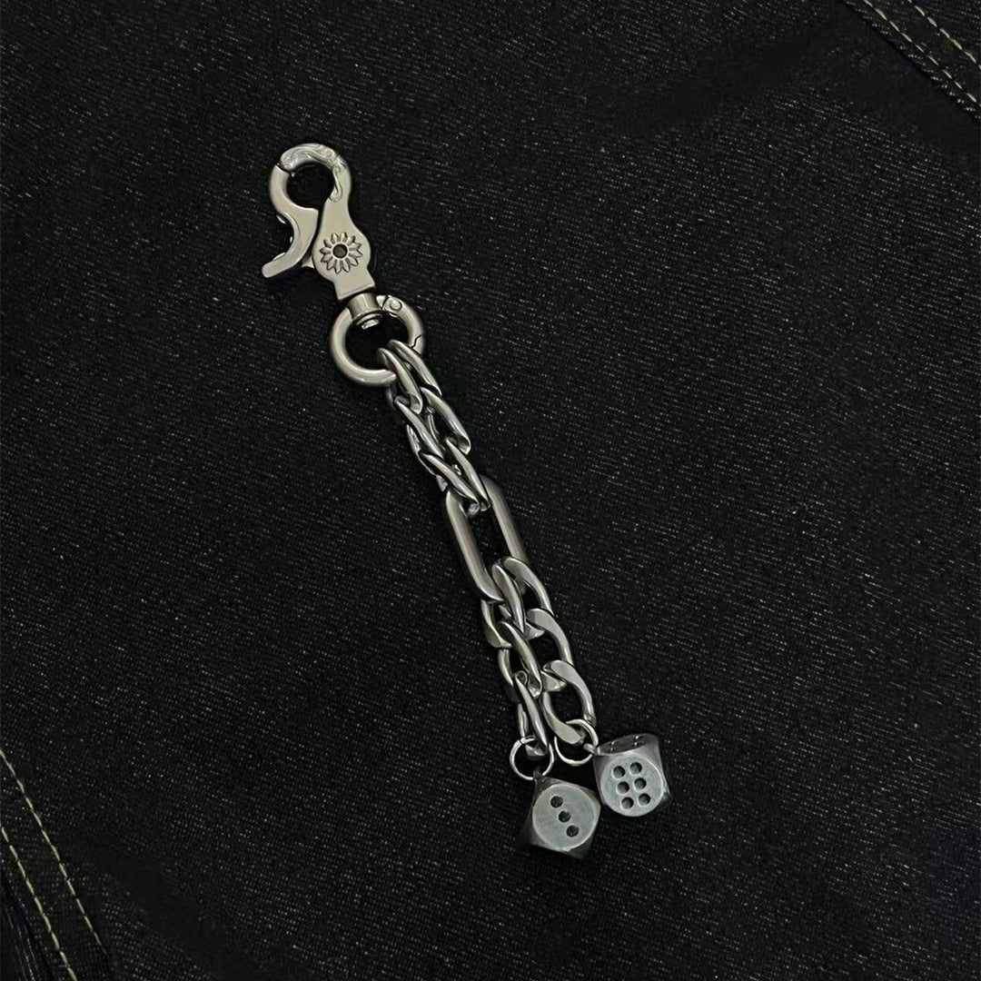 Vintage Distressed Gunmetal Dice Keychain