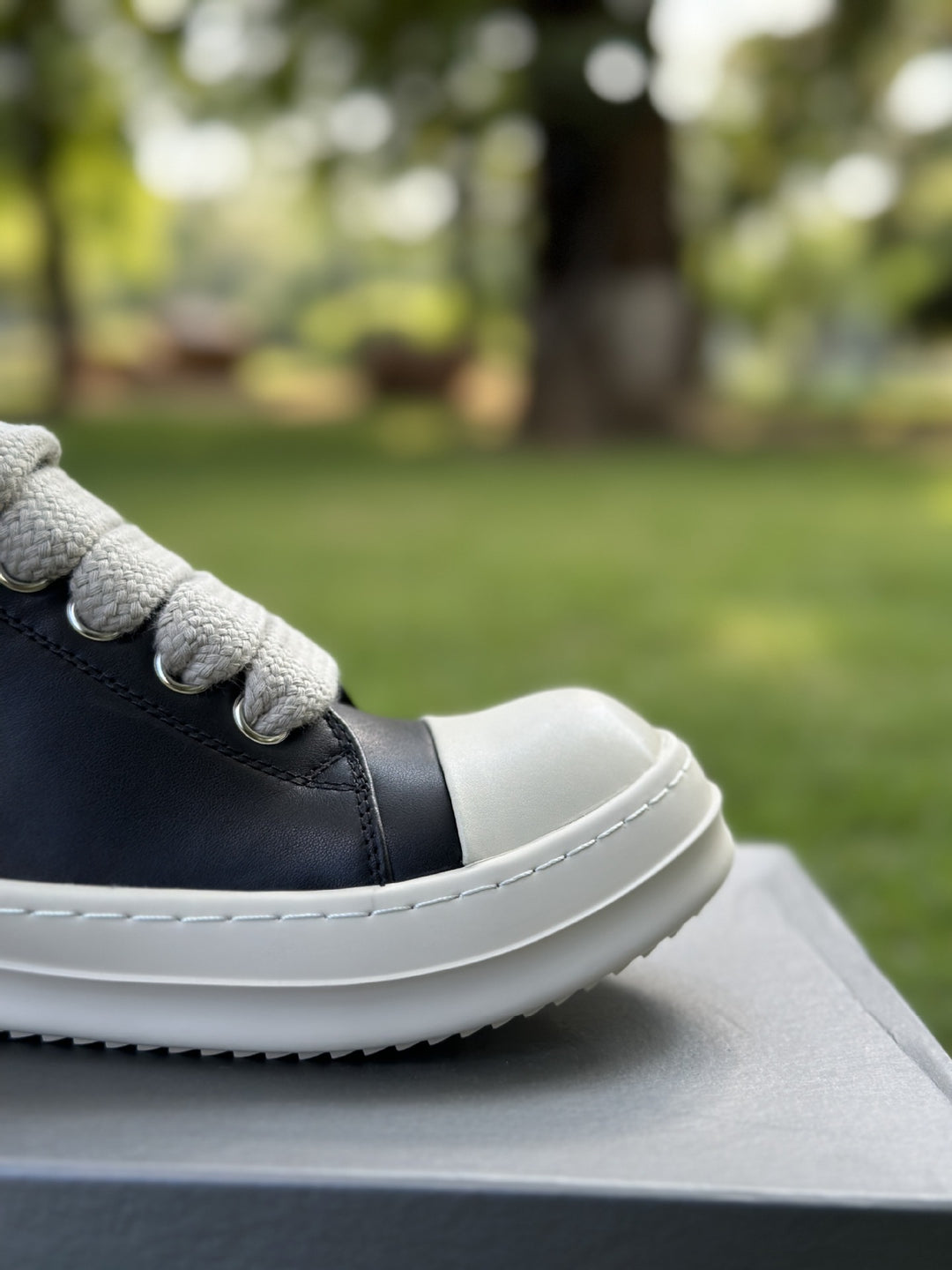 Genuine Leather Low-Top Skate Shoes with Wide Laces