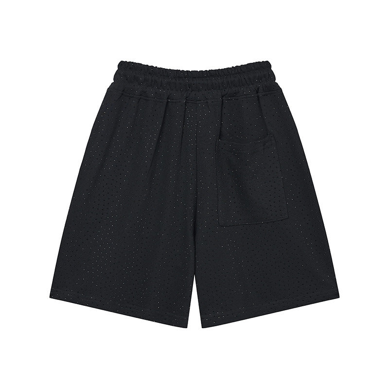 Sp5de five-inch shorts with full-on rhinestone hot-fix design