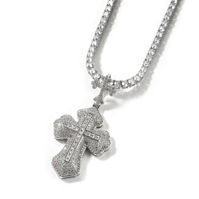 Cross hip-hop necklace for men and women trendy copper inlaid zircon necklace