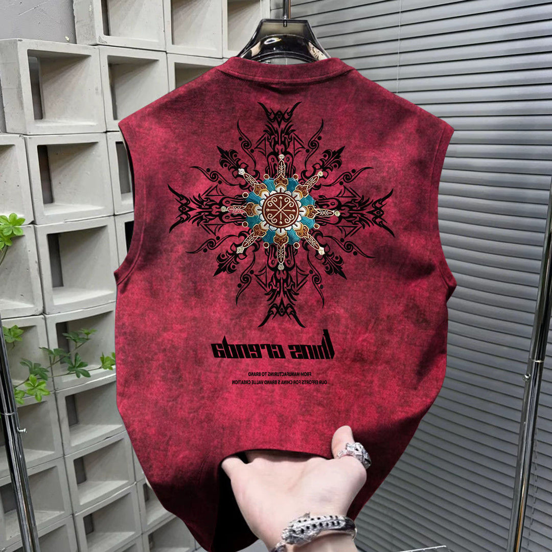 Tribal Mandala Graphic Print Loose Fit Streetwear Tank Top
