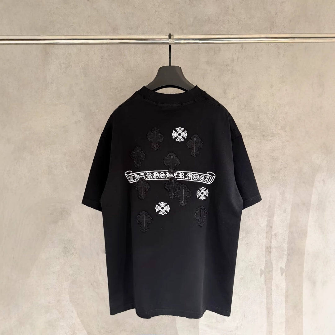 Chrome Hearts Embroidered Distressed Short-Sleeve T-Shirt