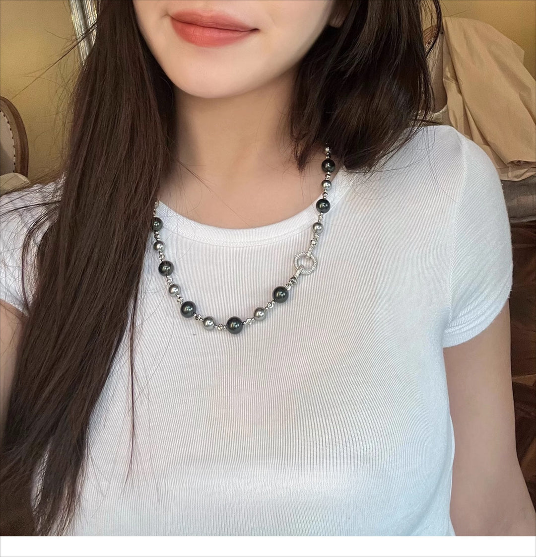 rozenkrans ketting Tahitiaanse parelketting