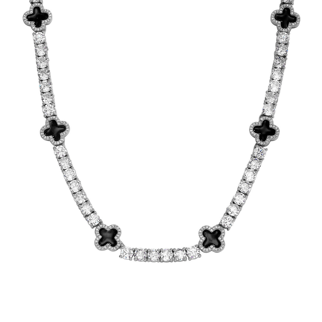 Hip-hop four-leaf clover zircon chain, tennis chain.
