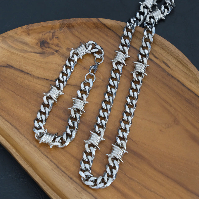 Hip Hop Thorn Cuban Chain Titanium Steel Necklace