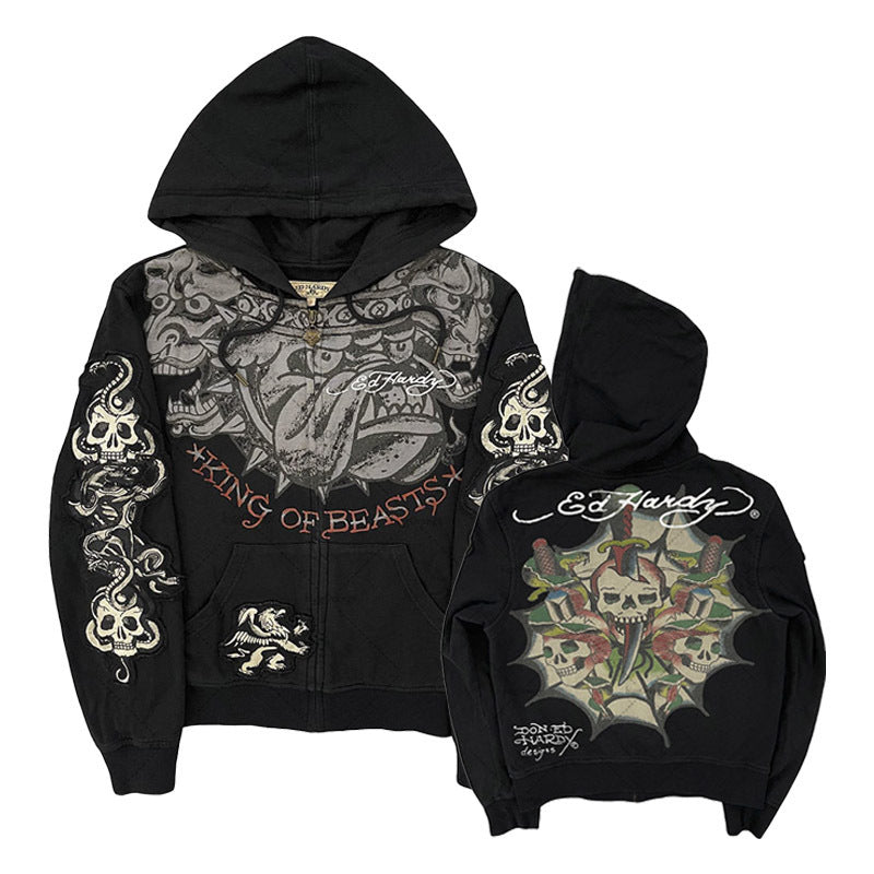 Gothic Rock Skull Bones Hoodie