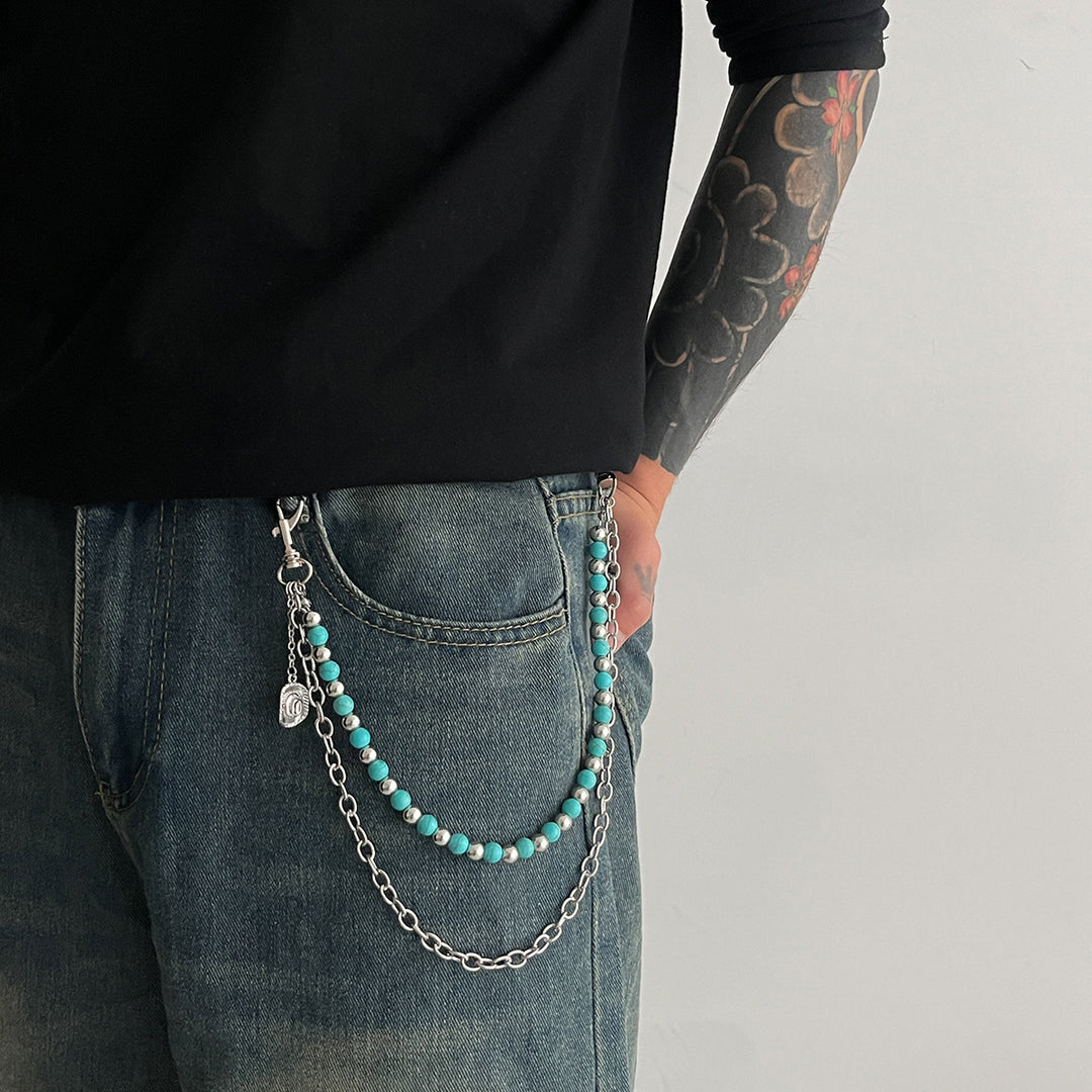 Turquoise Round-Bead Waist Chain