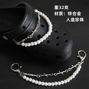 Hole shoe chain cool punk dark multi-layer shoe buckle rivet pearl shoe chain