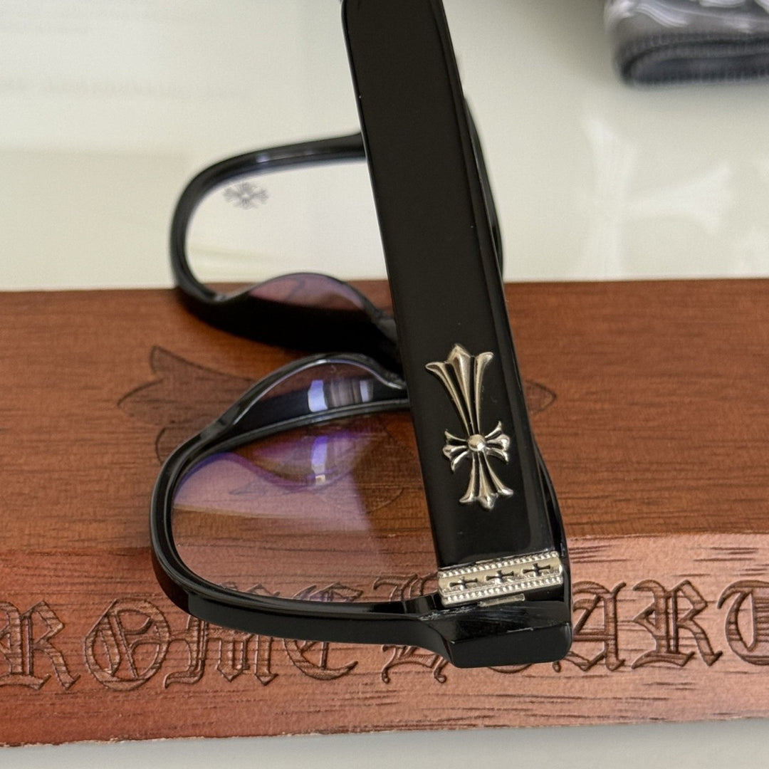Chrome Hearts BOFFICER square frame glasses with cross pattern