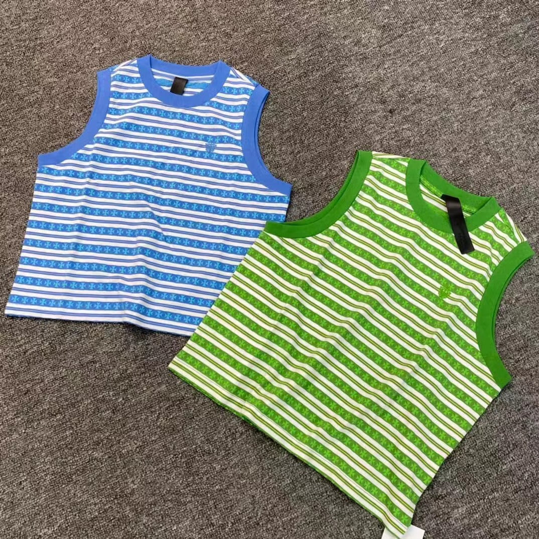Chrome Hearts striped jacquard cross sleeveless vest