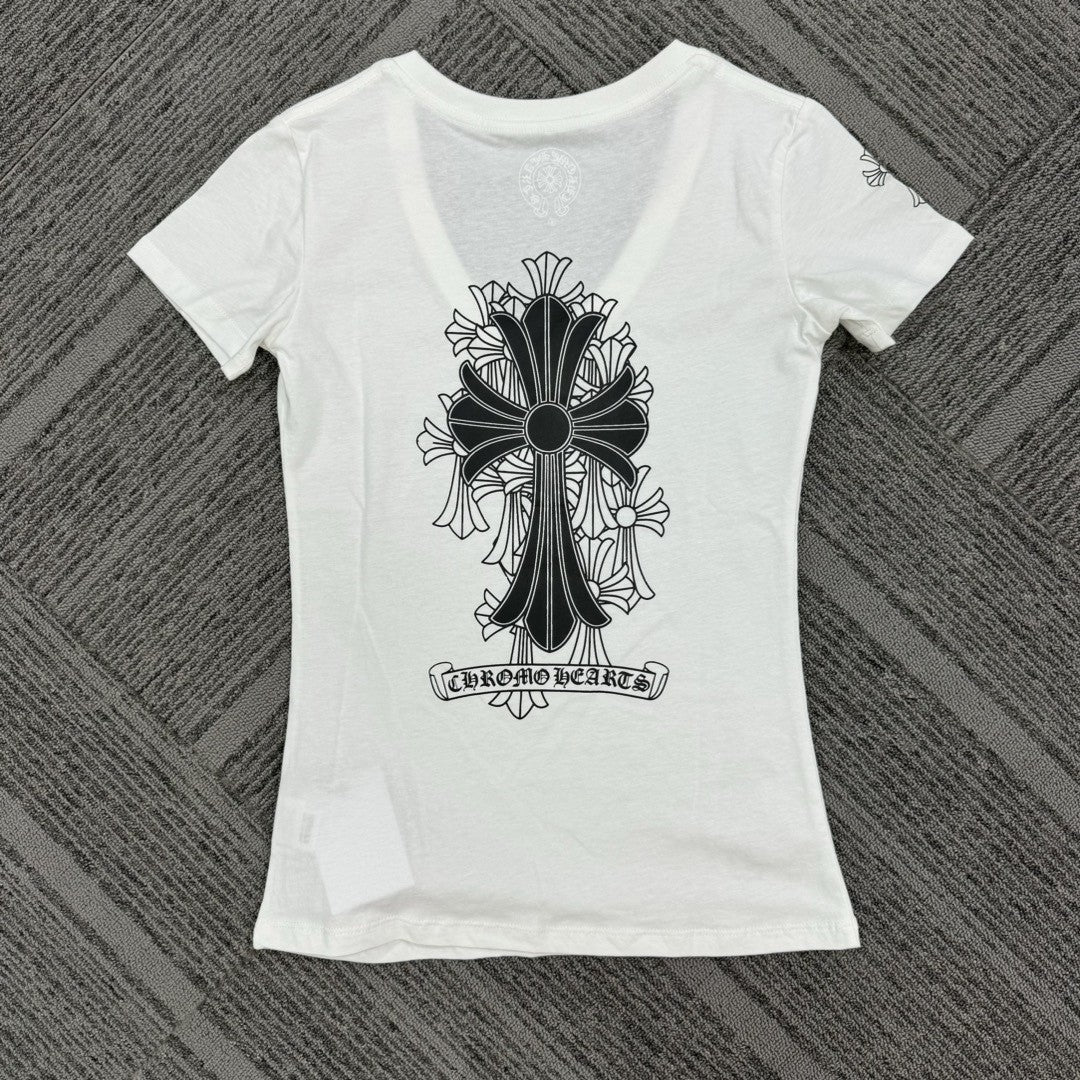 Chrome Hearts V-neck slim fit short-sleeved T-shirt