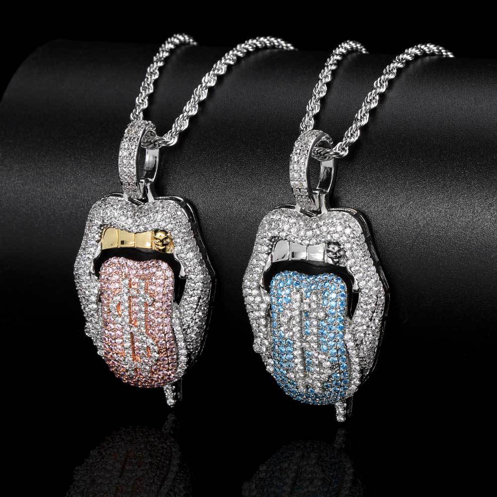 Dollar Mouth Tongue Hip Hop Jewelry Micro-inlaid Zircon Pendant wholesale