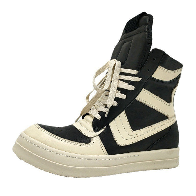 Thick-Sole, Height-Increasing, High-Top Genuine Leather Sports Boots