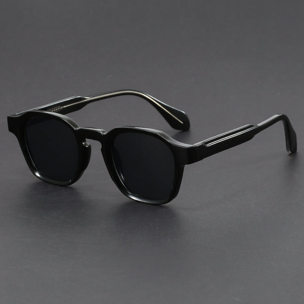 Retro irregular square black sunglasses