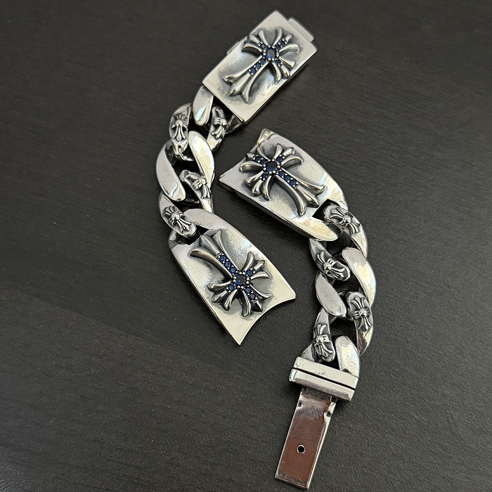 Chrome Hearts diamond-encrusted cross watch chain