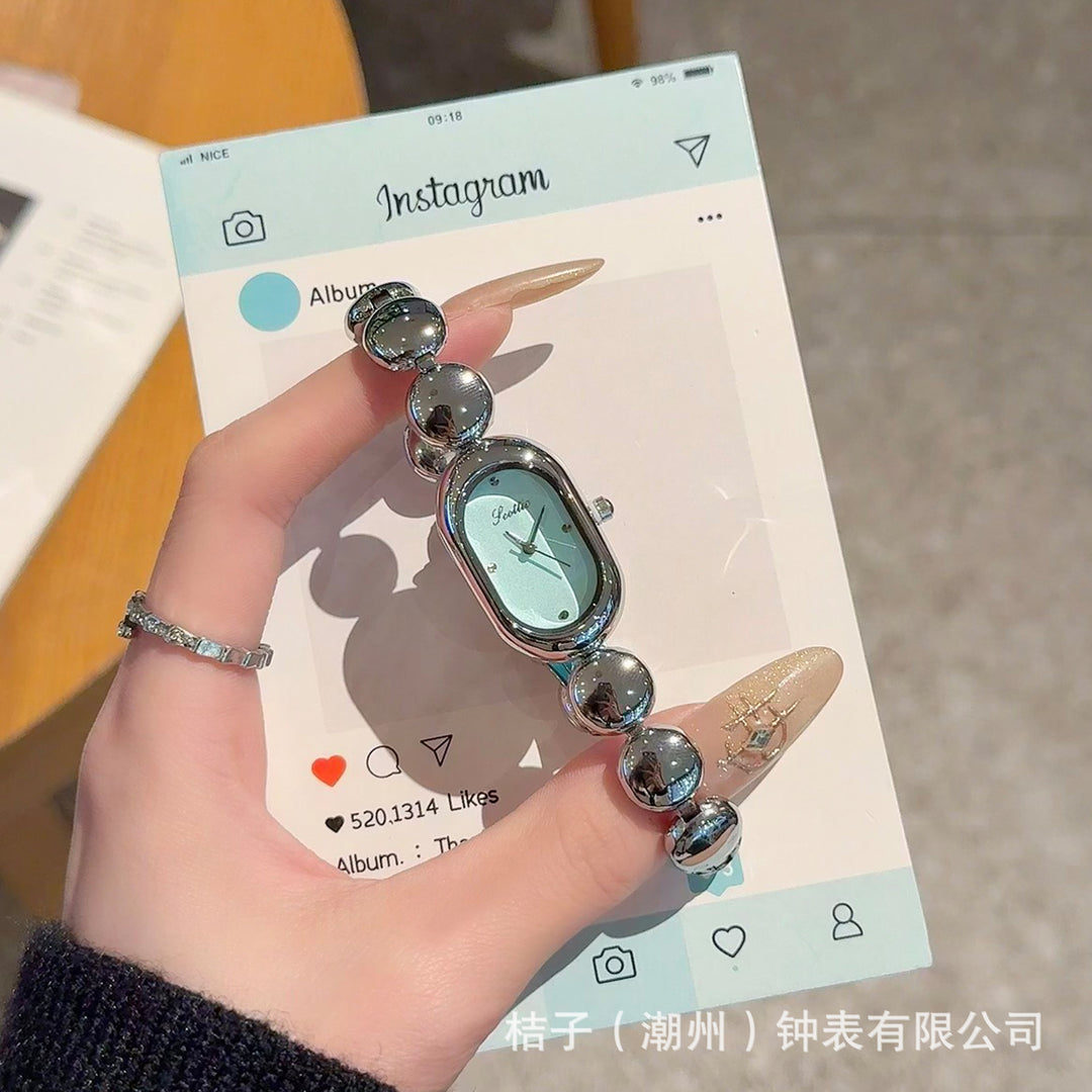 Steel Strap Oval Bracelet Watch