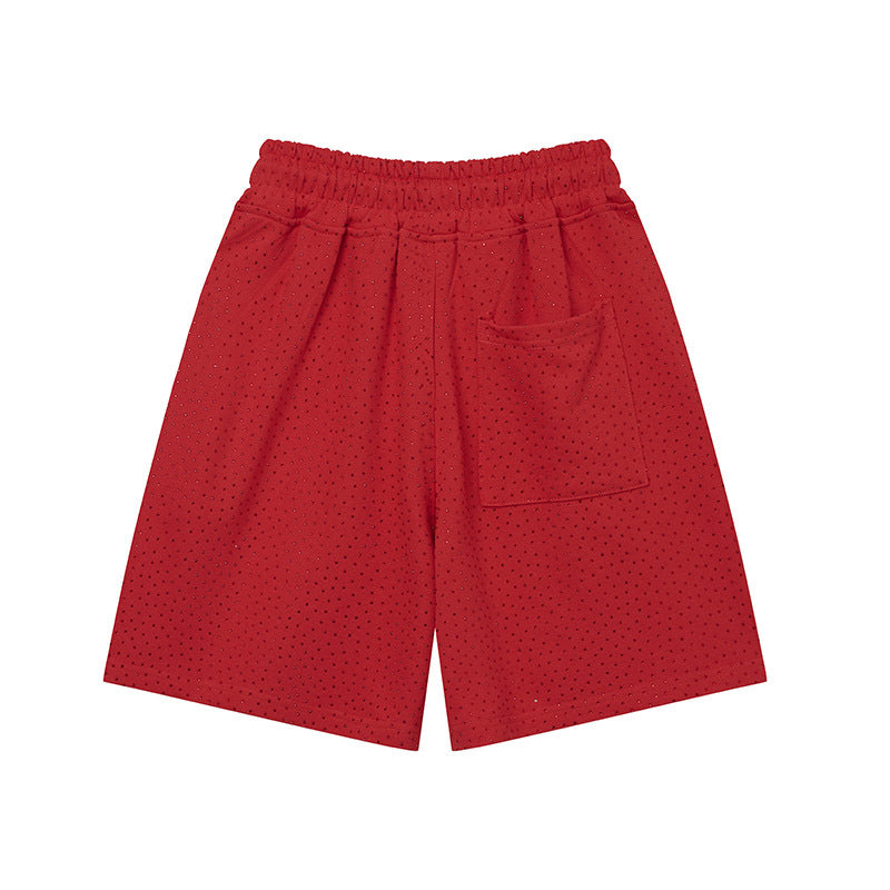 Sp5de five-inch shorts with full-on rhinestone hot-fix design