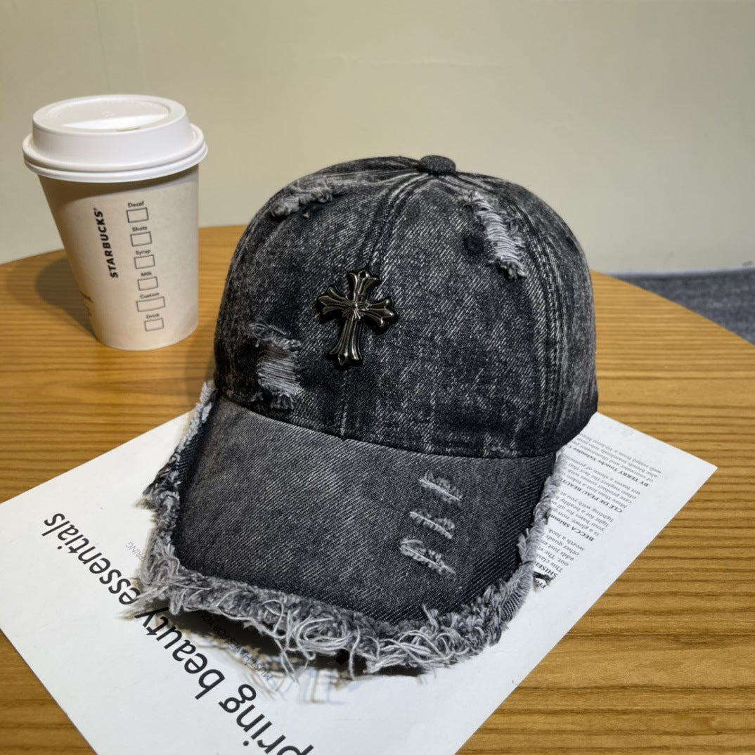 Chrome Hearts Ripped Denim Baseball Cap