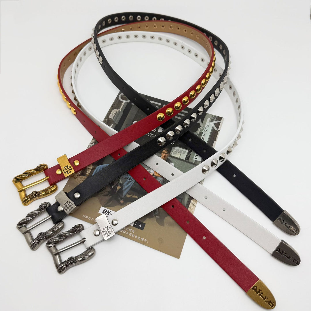 Y2K EDR Brooding Rich Kid Studded Cross Waist Belt