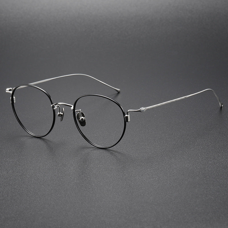 Oval pure titanium retro eyeglass frames