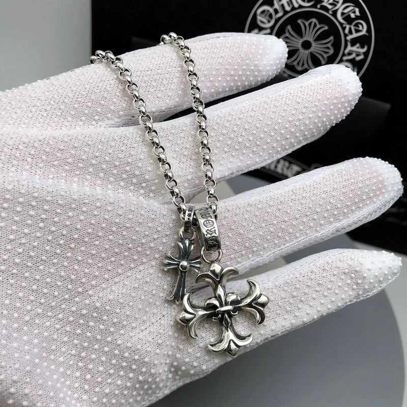 Chrome Hearts Double Cross Pearl Chain