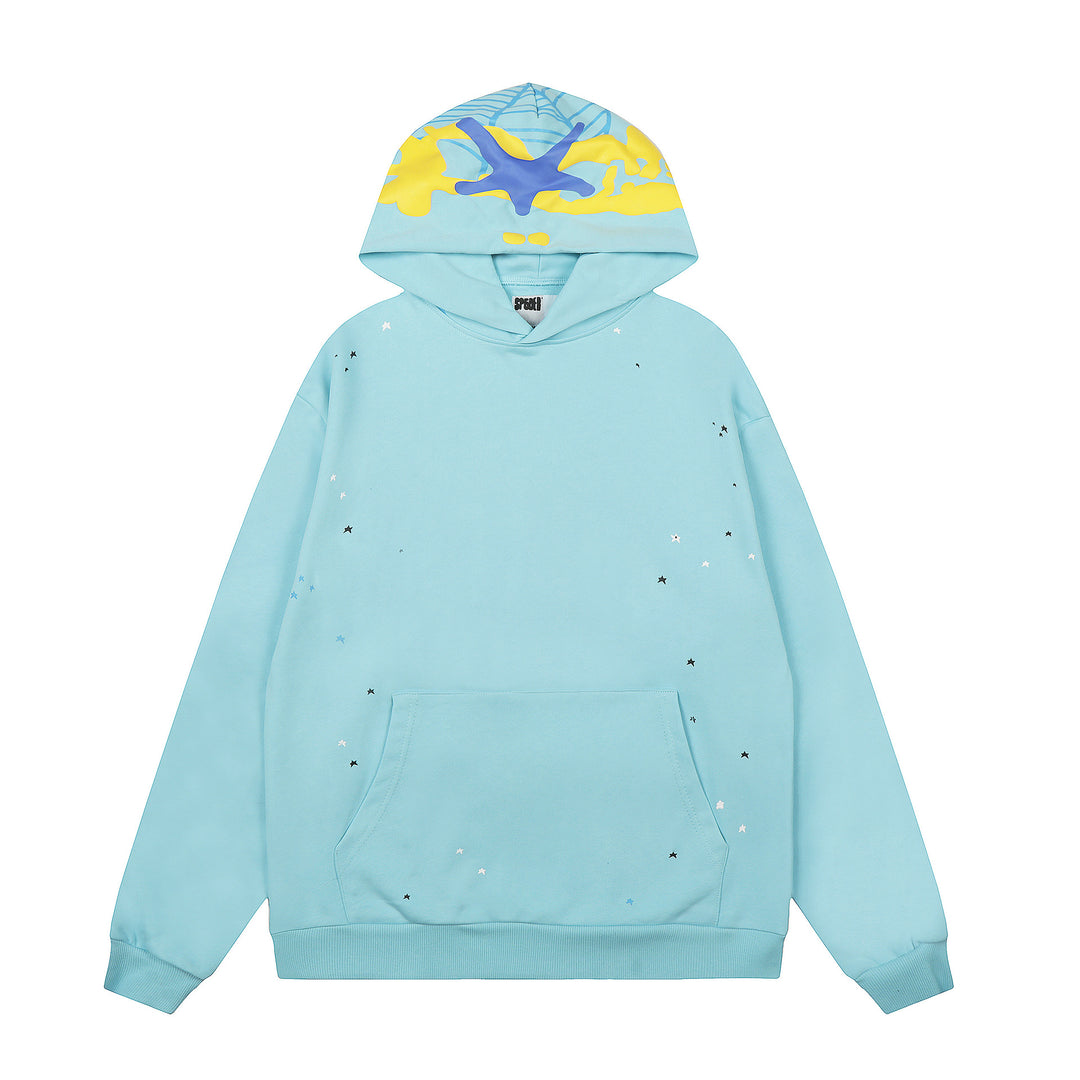 Sp5der patterned beaded 555555 hoodie and trousers