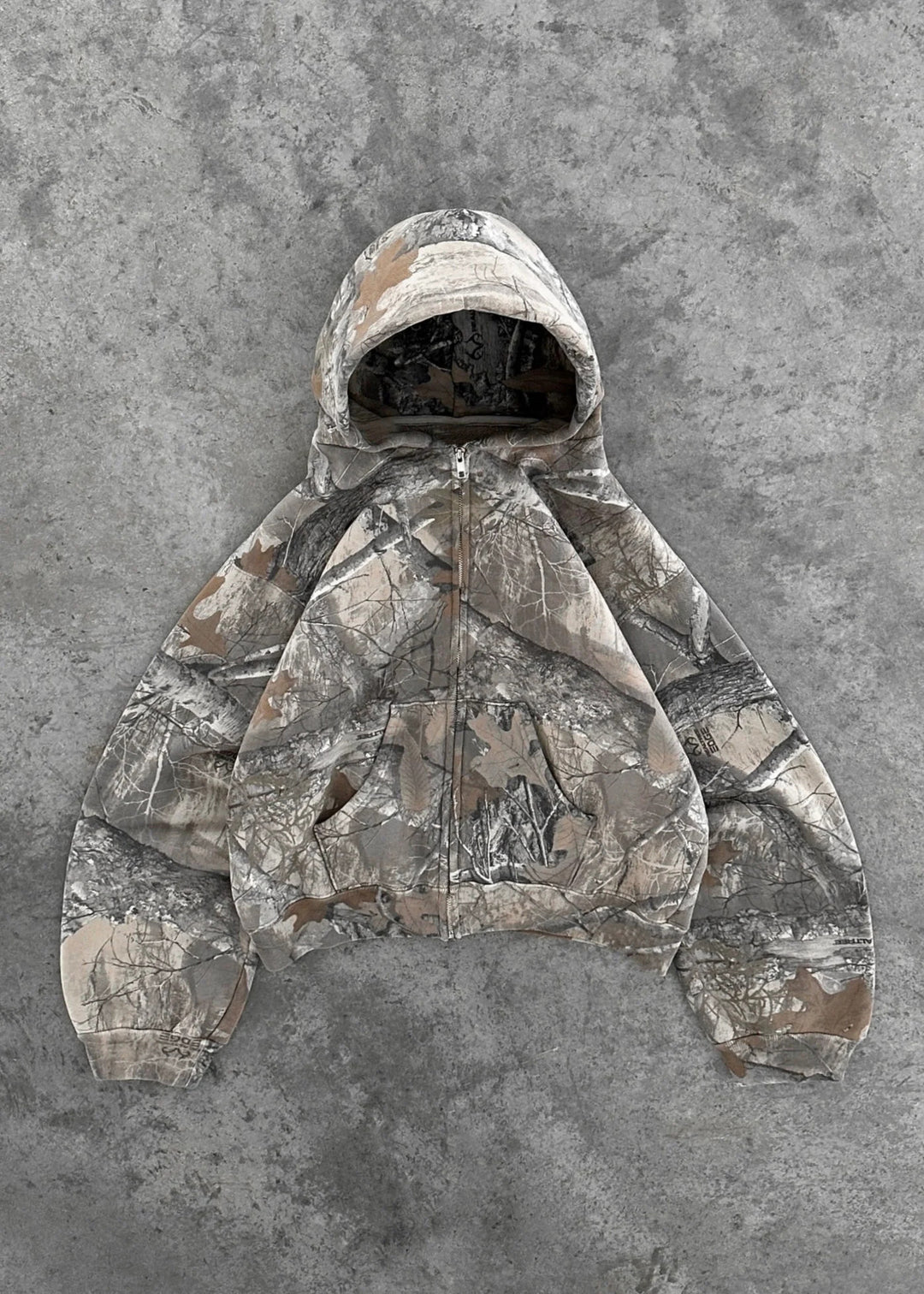 Y2K camouflage leaf hip-hop hoodie.