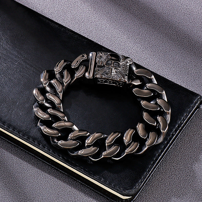 Skull Cuban chain titanium steel bracelet
