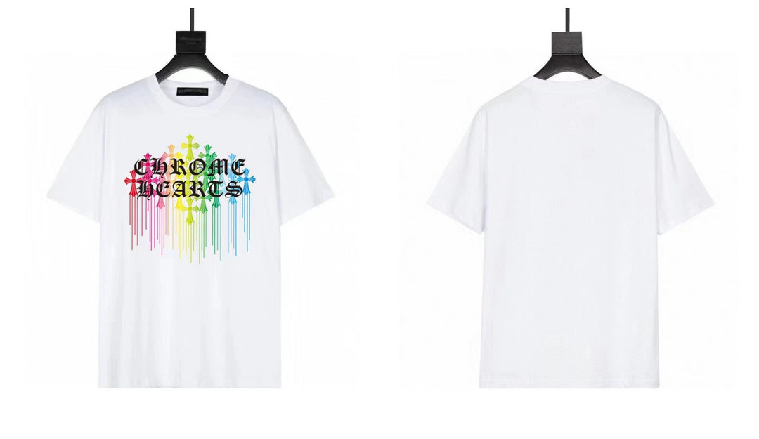 Chrome Hearts Summer Embroidery Print Cotton T-Shirt Short-Sleeve