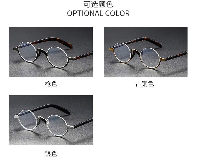 KMN80 round semi-rimless pure titanium glasses