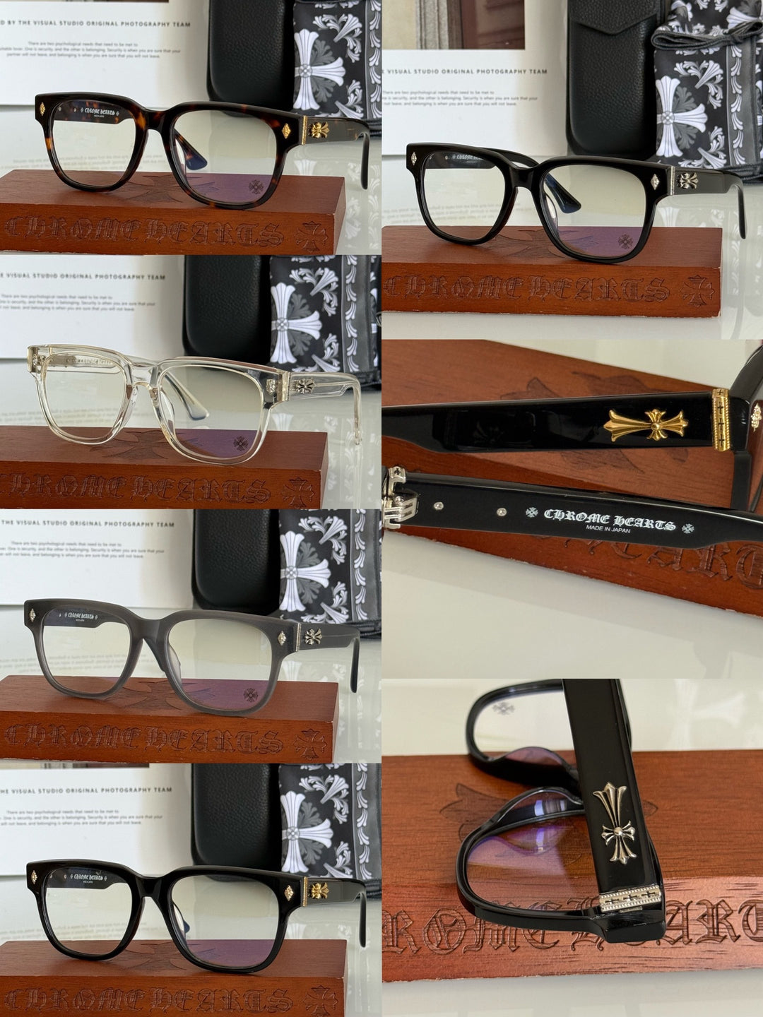 Chrome Hearts BOFFICER square frame glasses with cross pattern