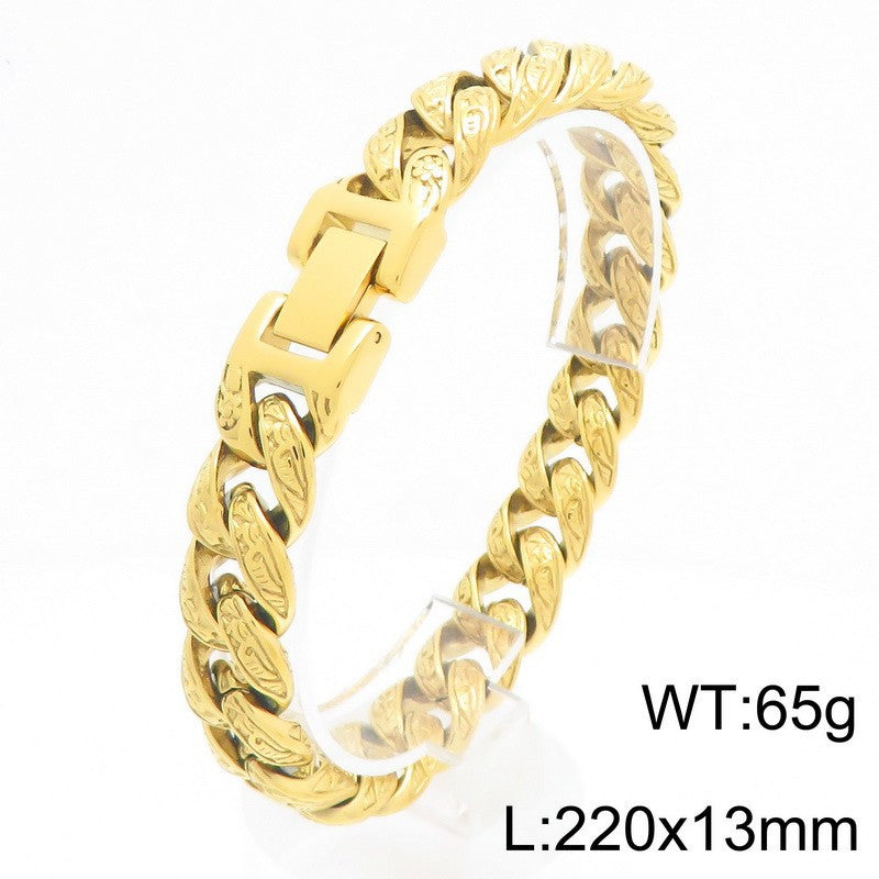 Patterned multi-link interlocking titanium steel bracelet
