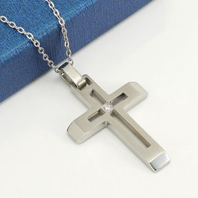 Fashionable and simple hollow diamond cross necklace