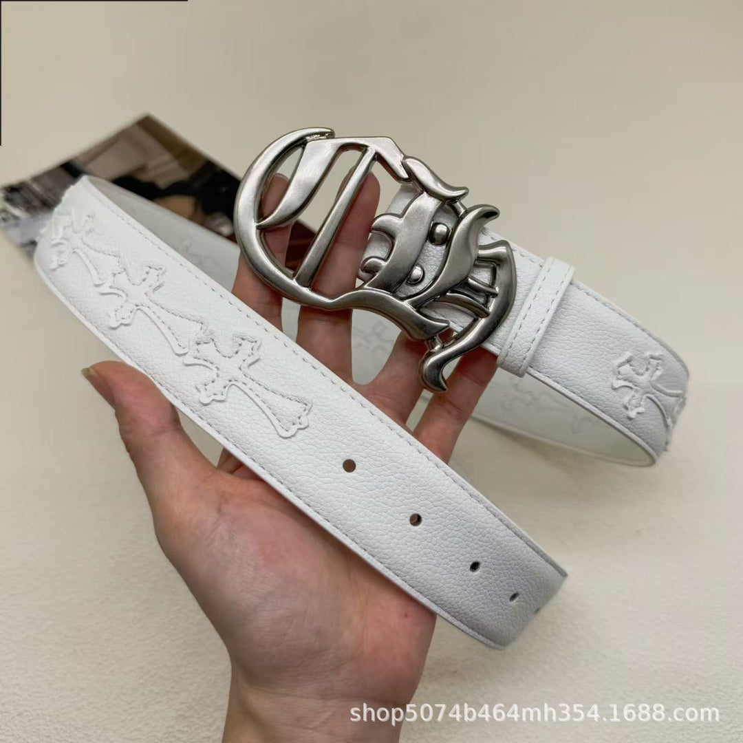 Chrome Hearts Cross-Motif Classic Leather Belt
