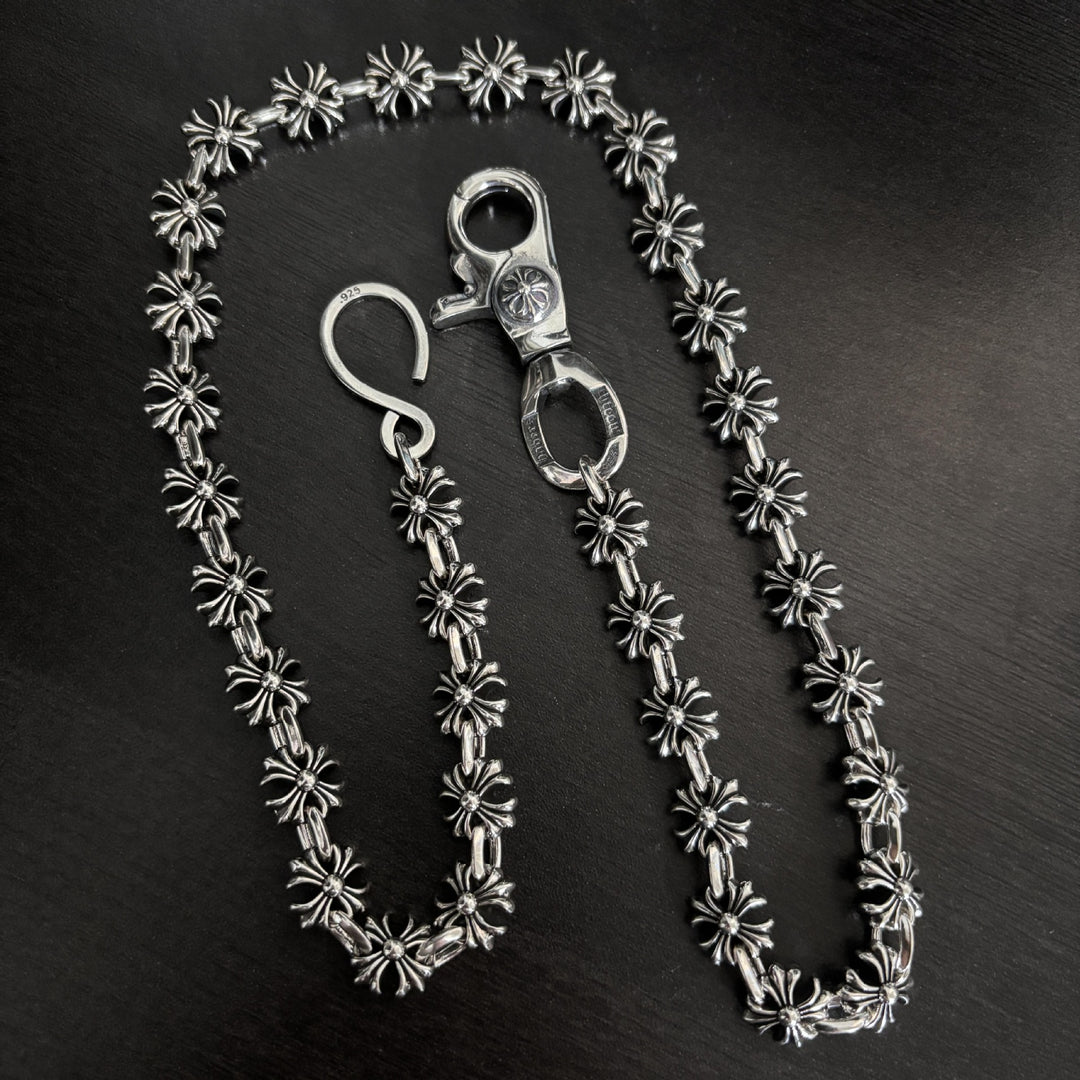 Chrome Hearts cross-stitch chain pants chain bag pendant