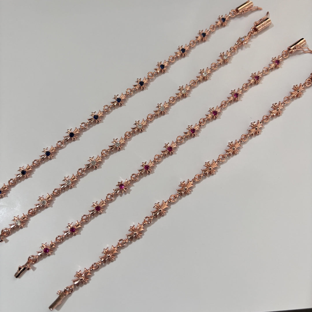 Chrome Hearts rose gold cross diamond bracelet.